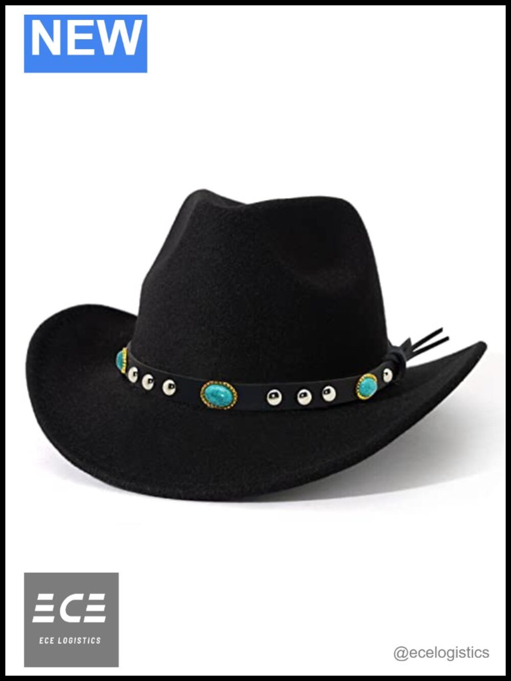 Felt Wide Brim Western Cowboy Hat Adjustable Cotton Blend Unisex